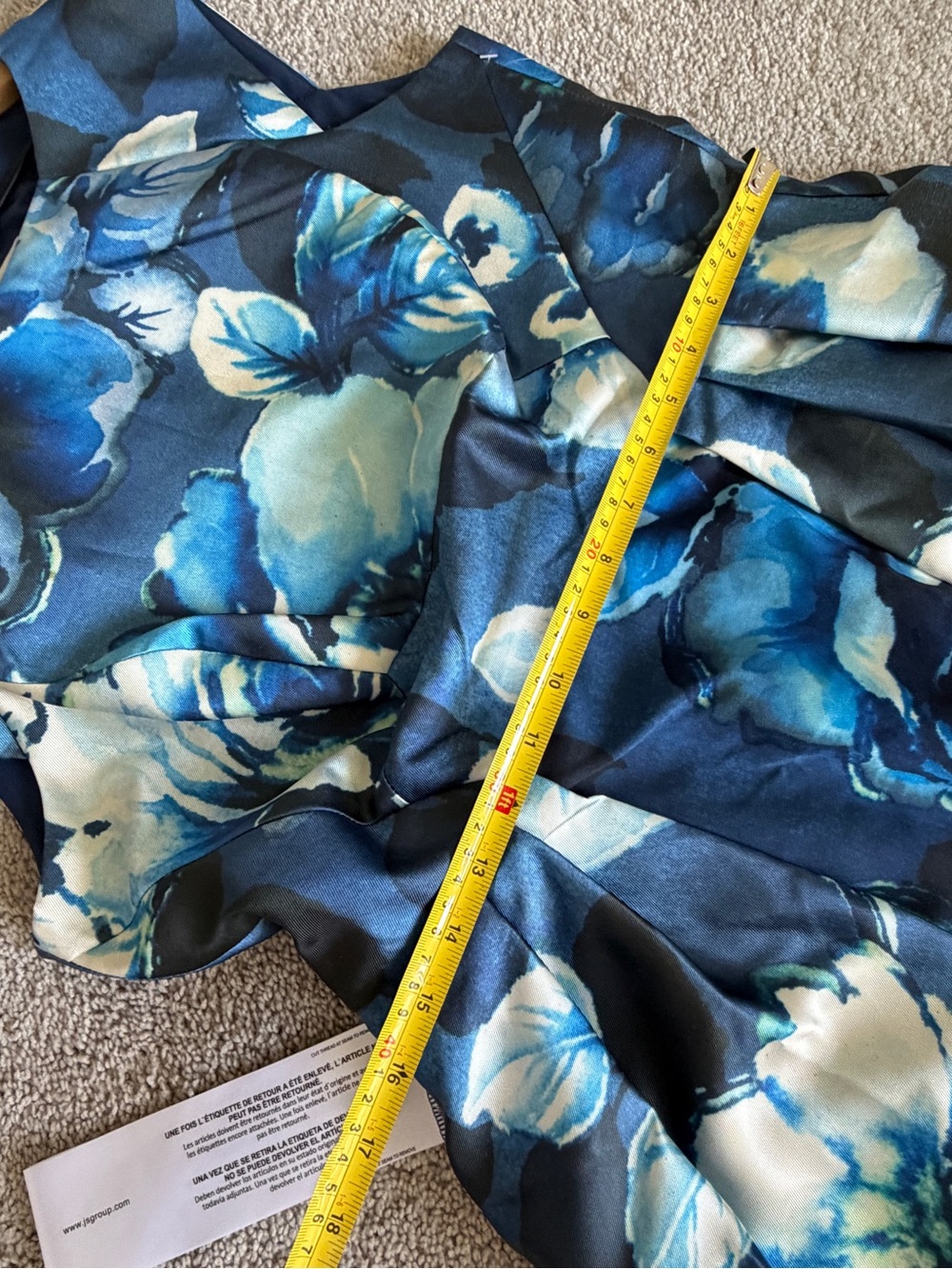 Kay Unger Kate Floral Pleated Gown Blue Dark Ink Size 12 NWT $358 - Picture 12 of 12